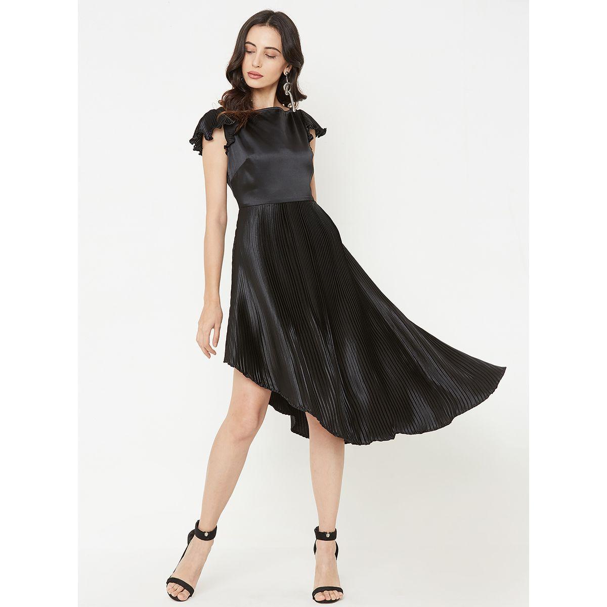 Mish X Styli  Boat Neck Accordion Pleat Style Asymmetric Midi Dress-women-clothing-dresses-image-1