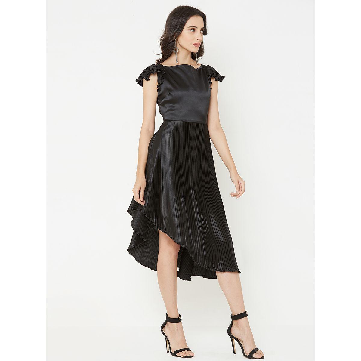 Mish X Styli  Boat Neck Accordion Pleat Style Asymmetric Midi Dress-women-clothing-dresses-image-6