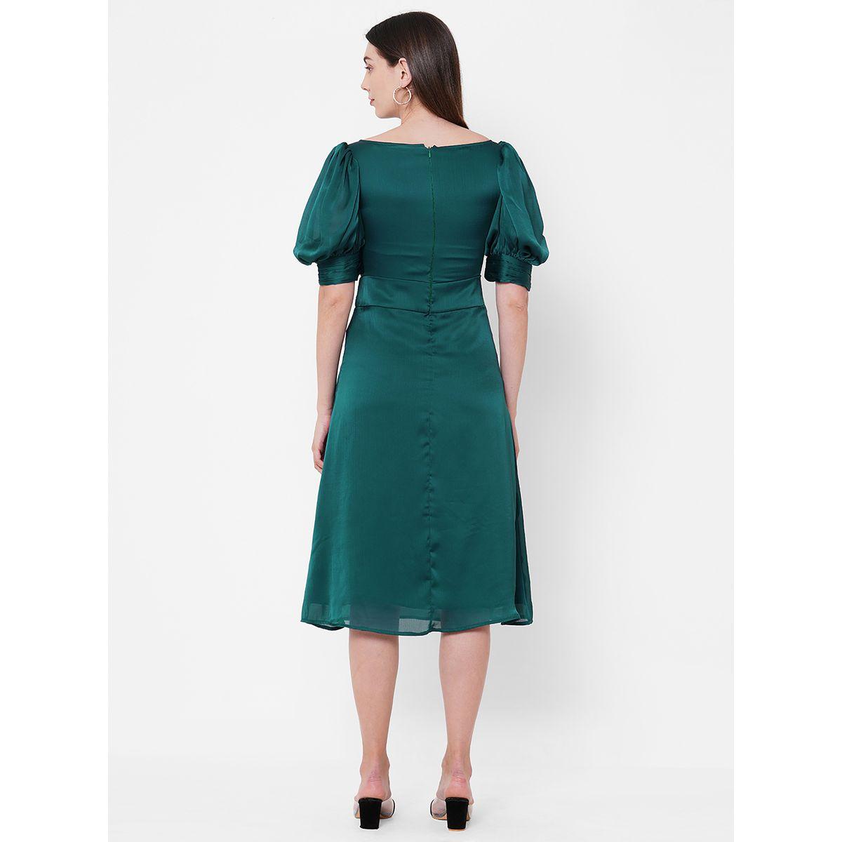 Mish X Styli  Boat Neck Chiffon Midi Dress with Puff Sleeve-women-clothing-dresses-image-4