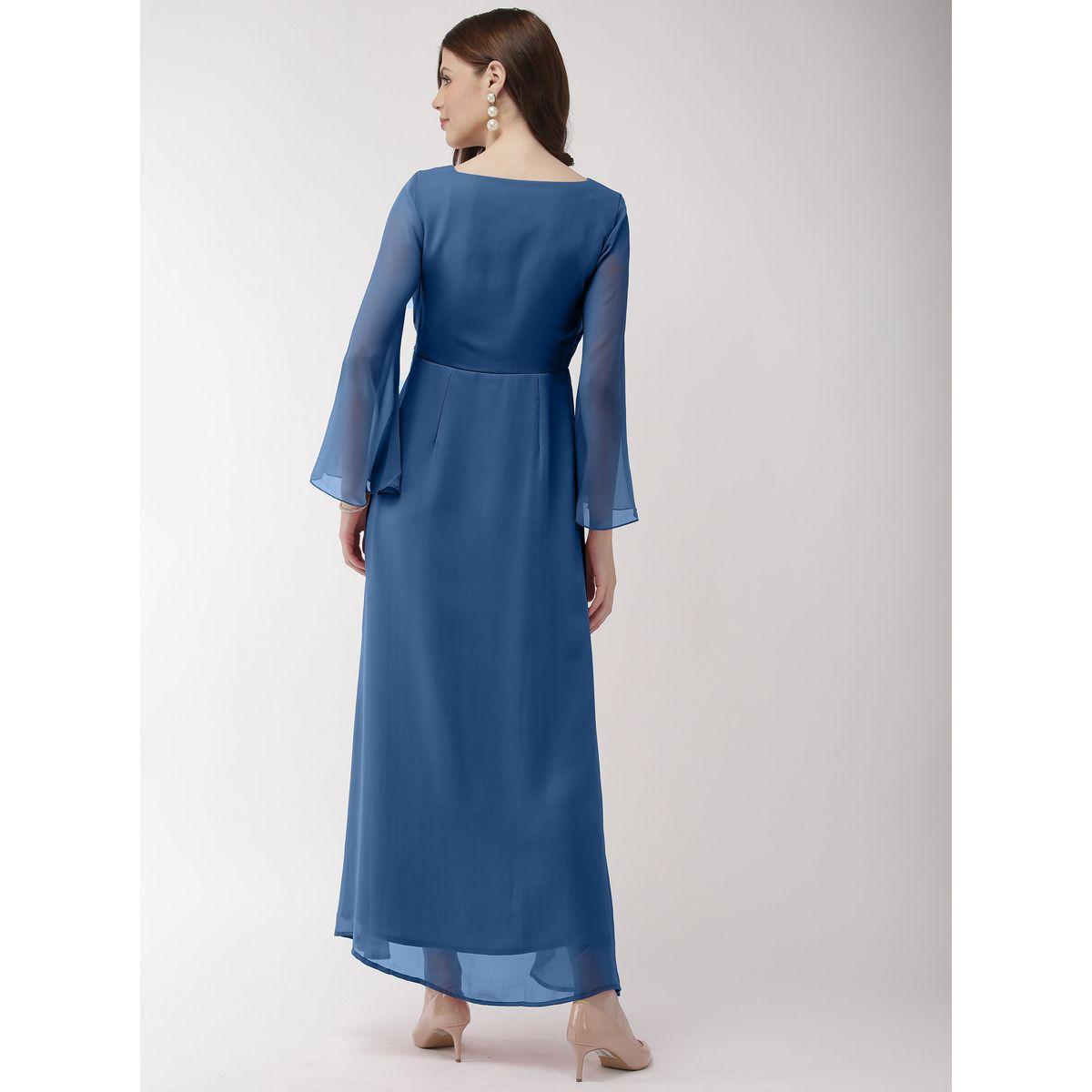 فستان طويل بخصر منمق واكمام جرس ميش × ستايلي-women-clothing-dresses-image-4