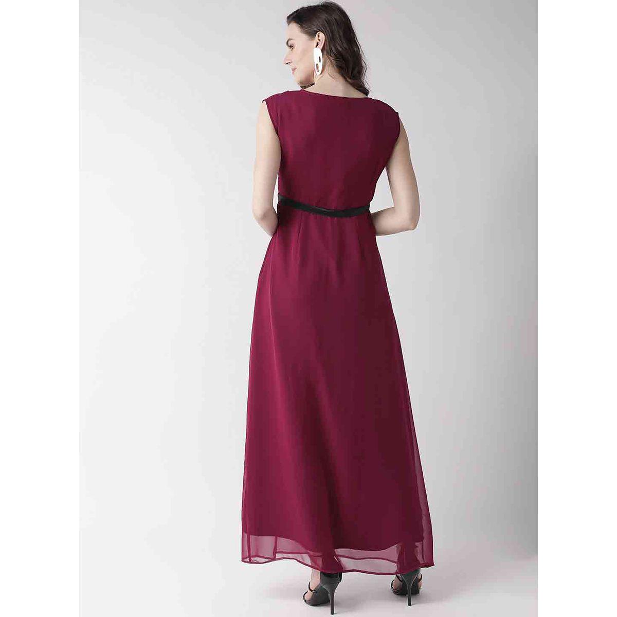 فستان طويل مزين بكسرات ميش × ستايلي-women-clothing-dresses-image-4