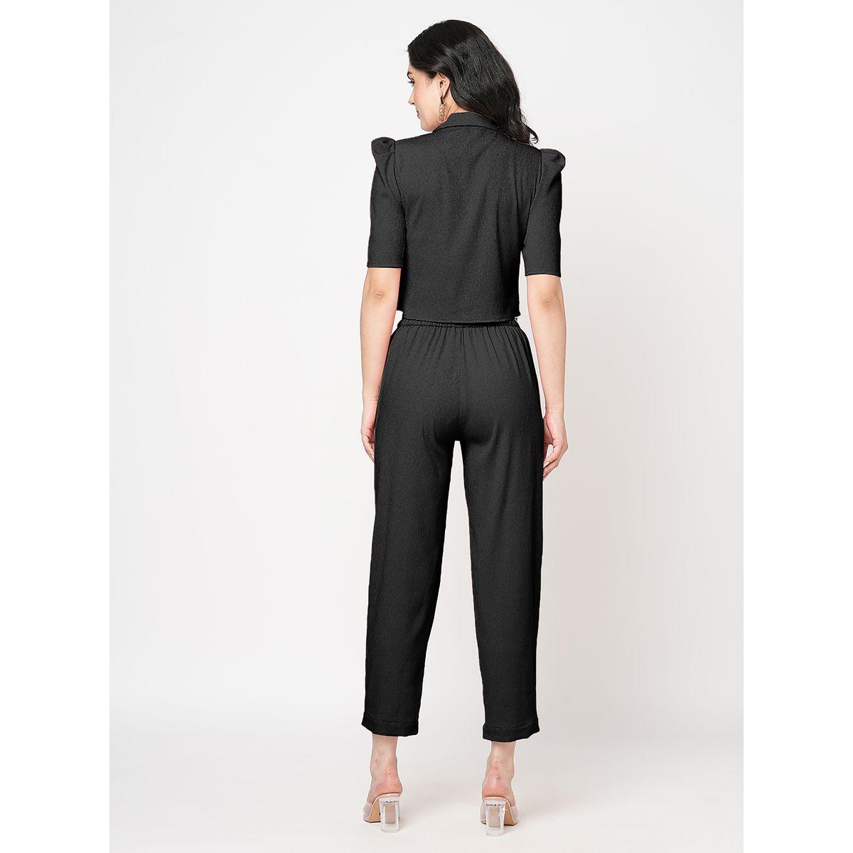 Mish X Styli  Puff Sleeve Crop Top & Pleats Straight Fit Trouser Co-Ords-women-clothing-coordsets-image-4