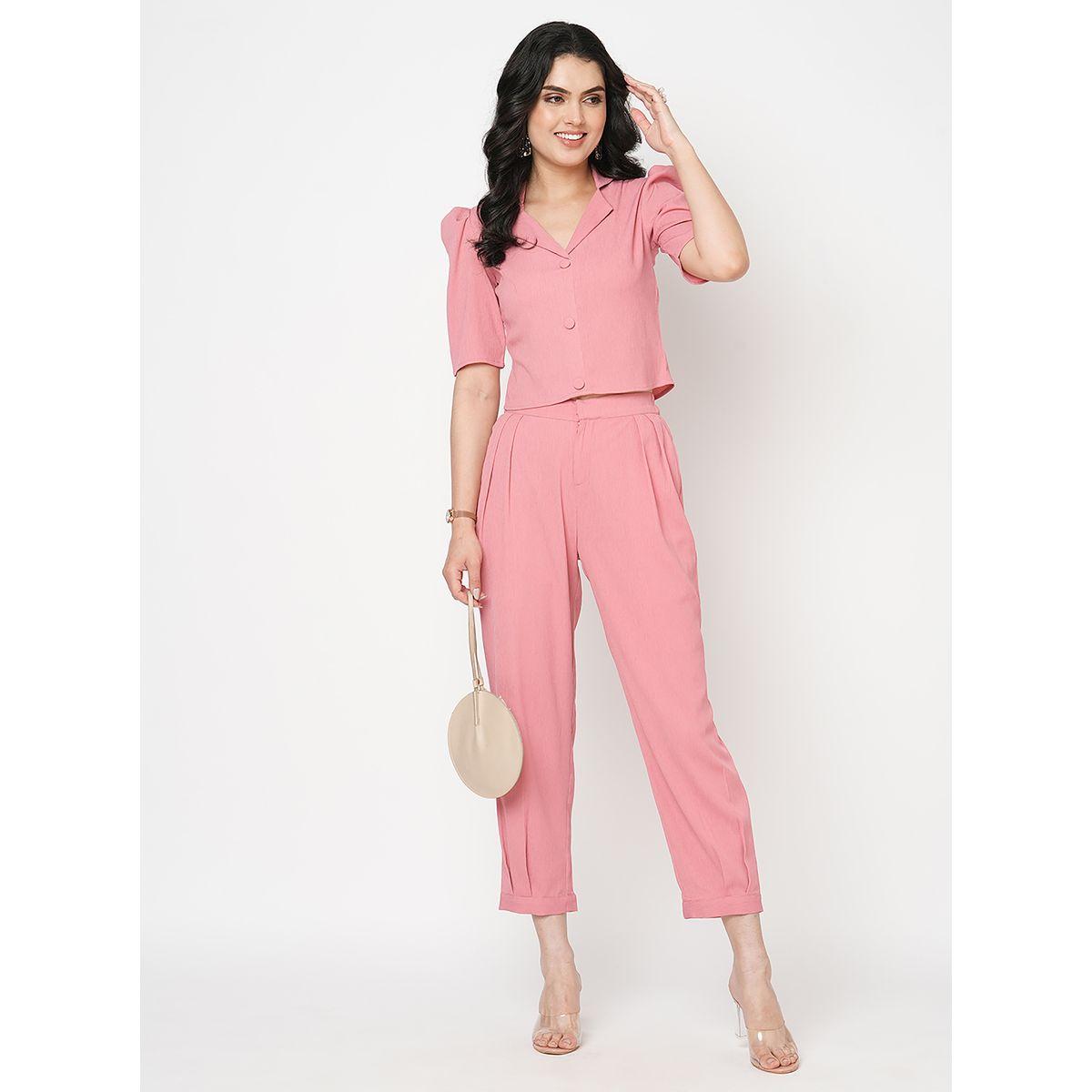 Mish X Styli  Puff Sleeve Cropped Blazer & Trouser Co-Ords-women-clothing-coordsets-image-1