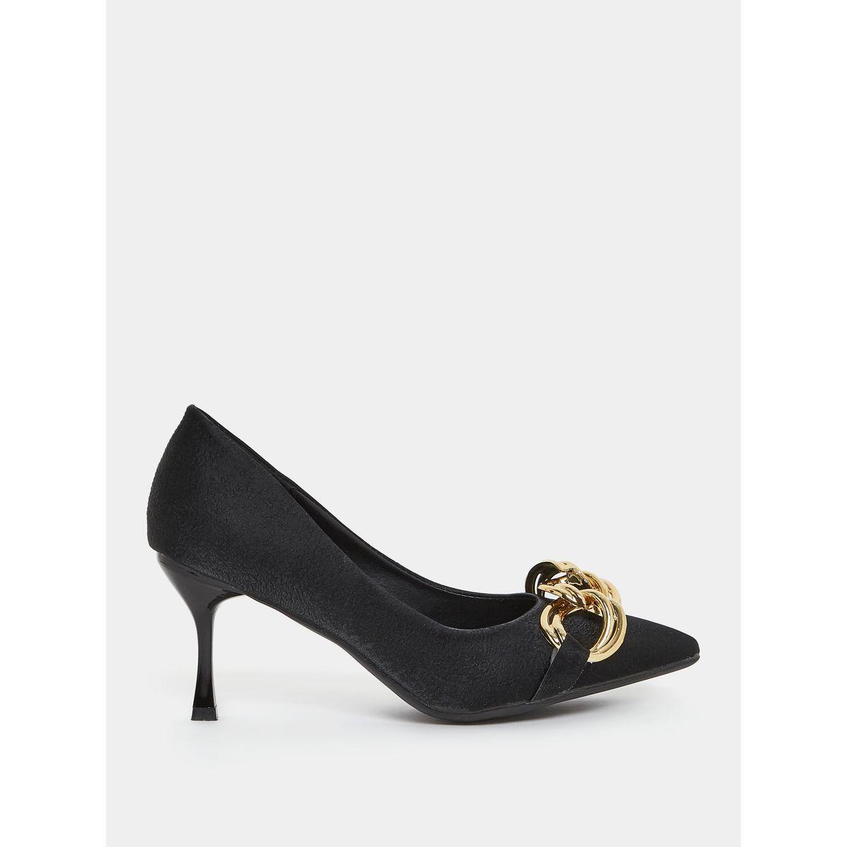 Styli Metal Chain Accent Slip On Stiletto Heel Pumps-women-shoes-heels-image-2