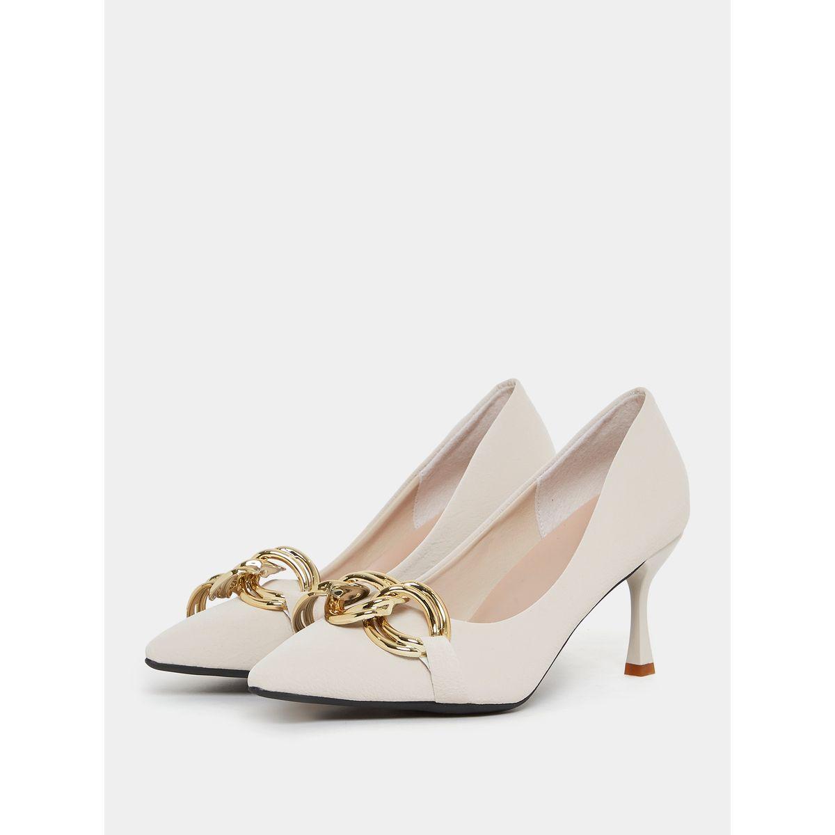 Styli Metal Chain Accent Slip On Stiletto Heel Pumps-women-shoes-heels-image-3