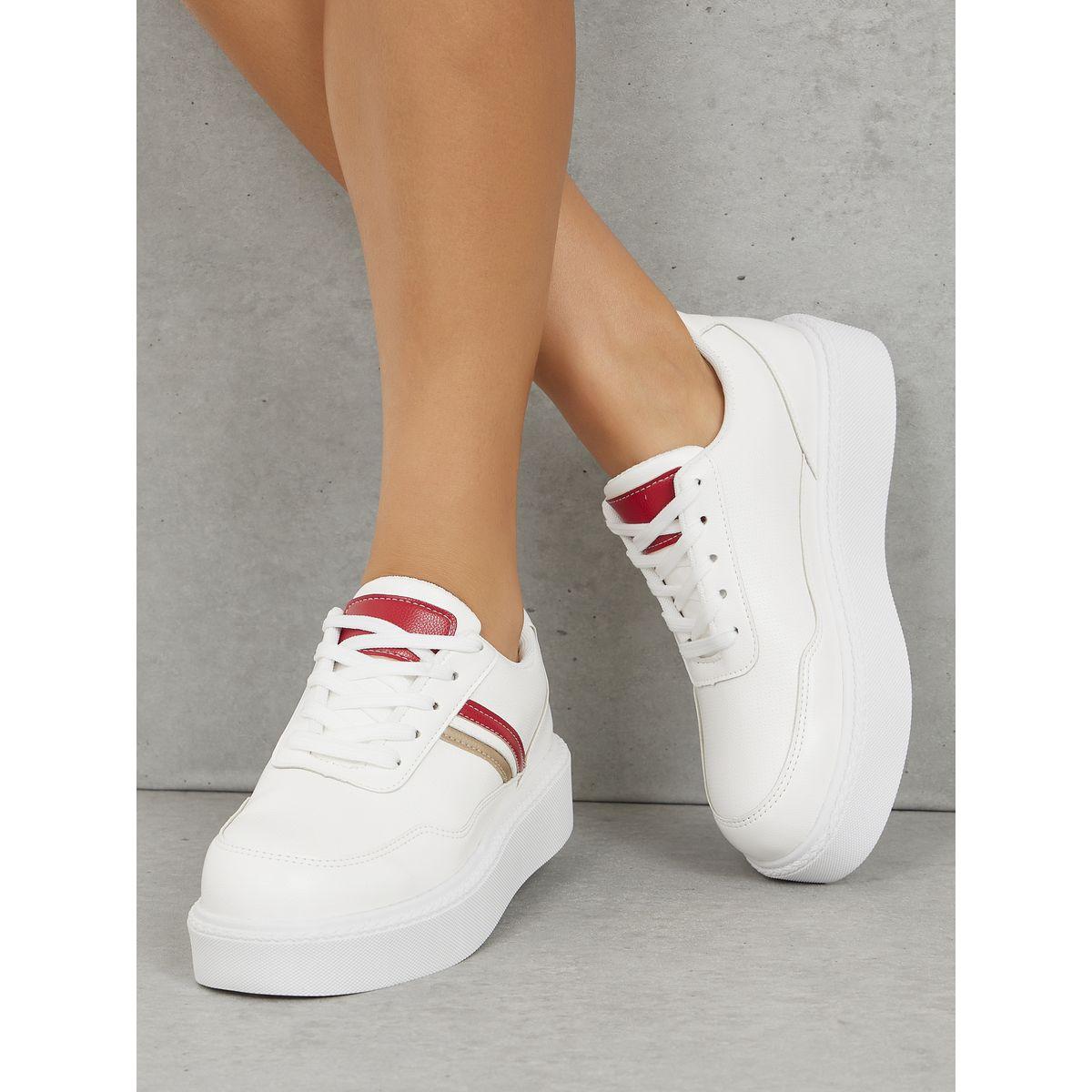 Styli Stripe Detail Lace Up Sneakers-women-shoes-sneakers-image-1