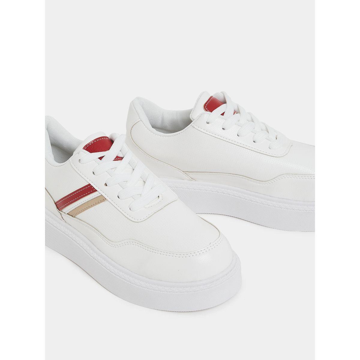 Styli Stripe Detail Lace Up Sneakers-women-shoes-sneakers-image-4
