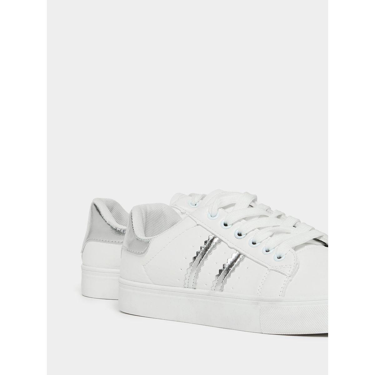 Styli Striped Detail Lace Up Sneakers-women-shoes-sneakers-image-4