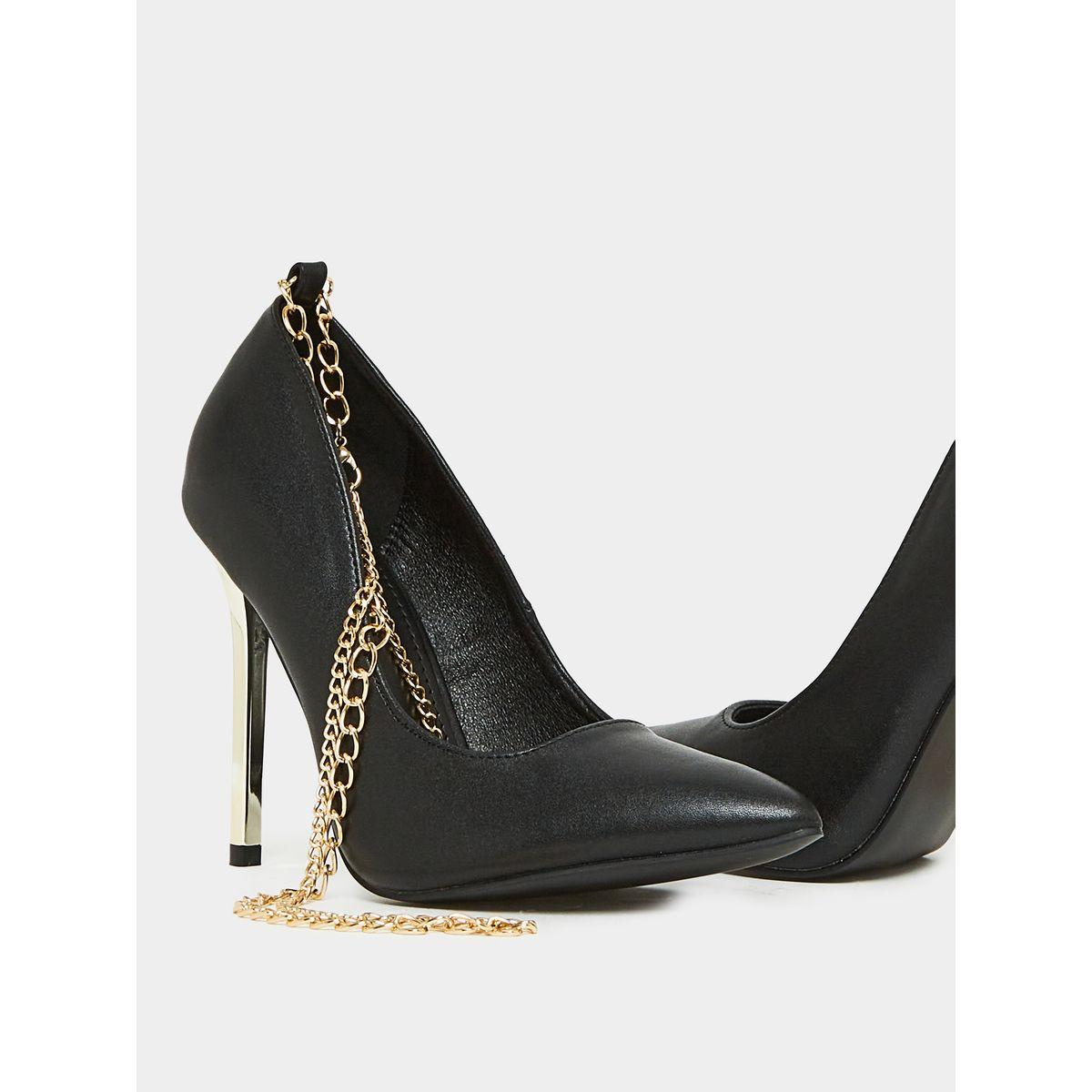 Styli Chain Ankle Strap Pointed Toe Stiletto Heel Shoes-women-shoes-heels-image-4
