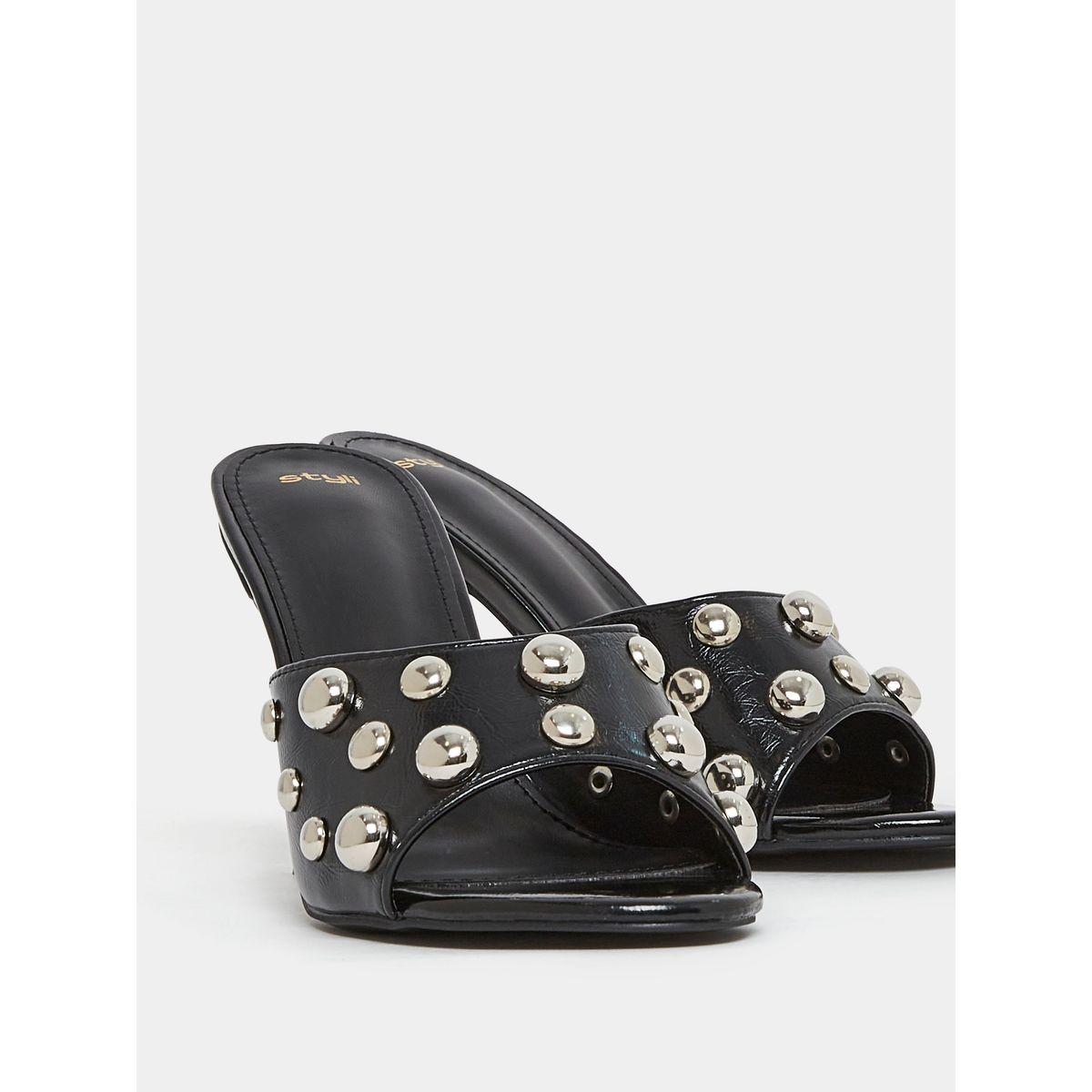 Styli Studded Strap Peep Toe Stiletto Heel Sandal-women-shoes-heels-image-4
