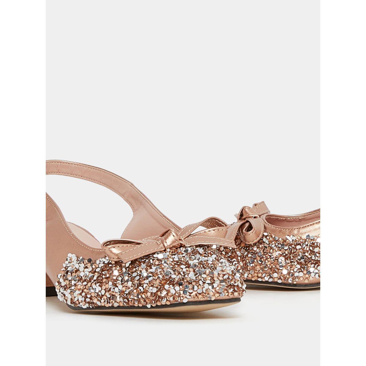 Styli Sequin Bow Applique Slingback Block Heel Sandals with Buckle Closure-women-shoes-heels-image-4