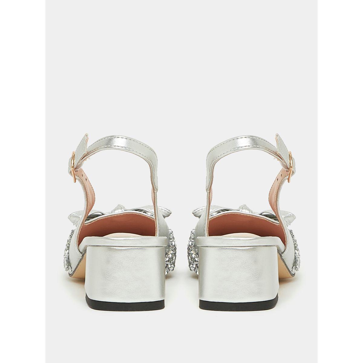 Styli Sequin Bow Applique Slingback Block Heel Sandals with Buckle Closure-women-shoes-heels-image-5