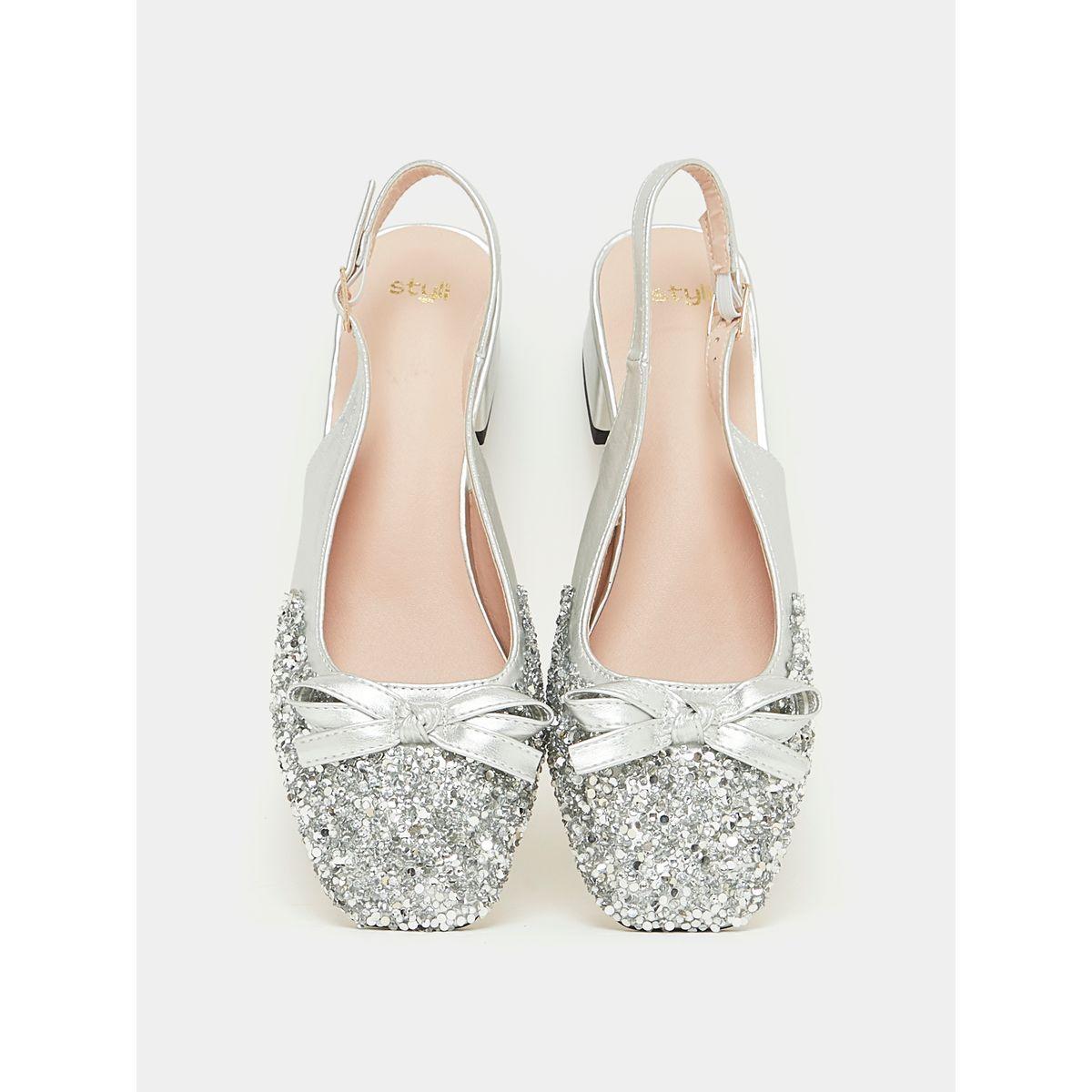 Styli Sequin Bow Applique Slingback Block Heel Sandals with Buckle Closure-women-shoes-heels-image-6