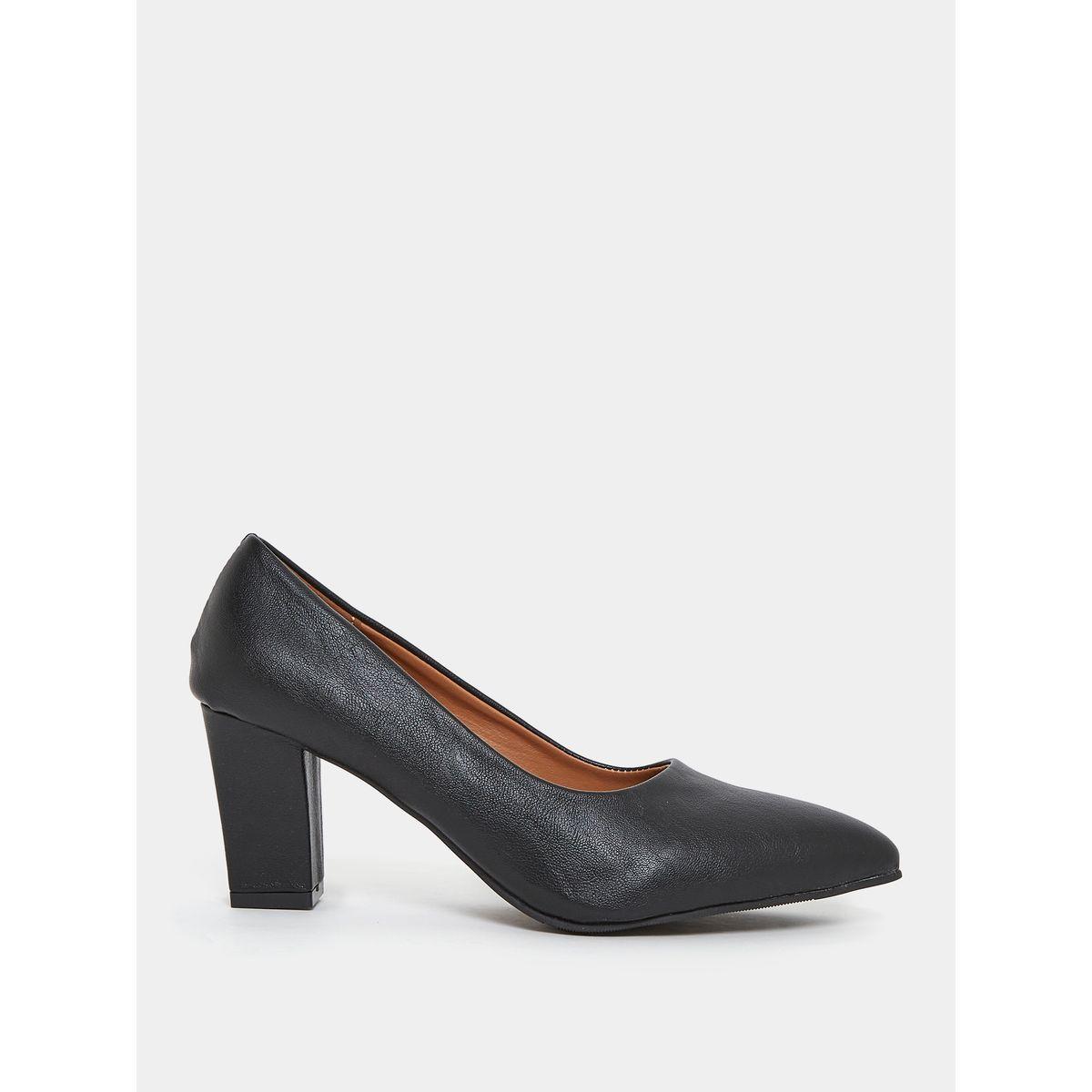 Styli Solid Slip On Block Heel Pumps-women-shoes-heels-image-1