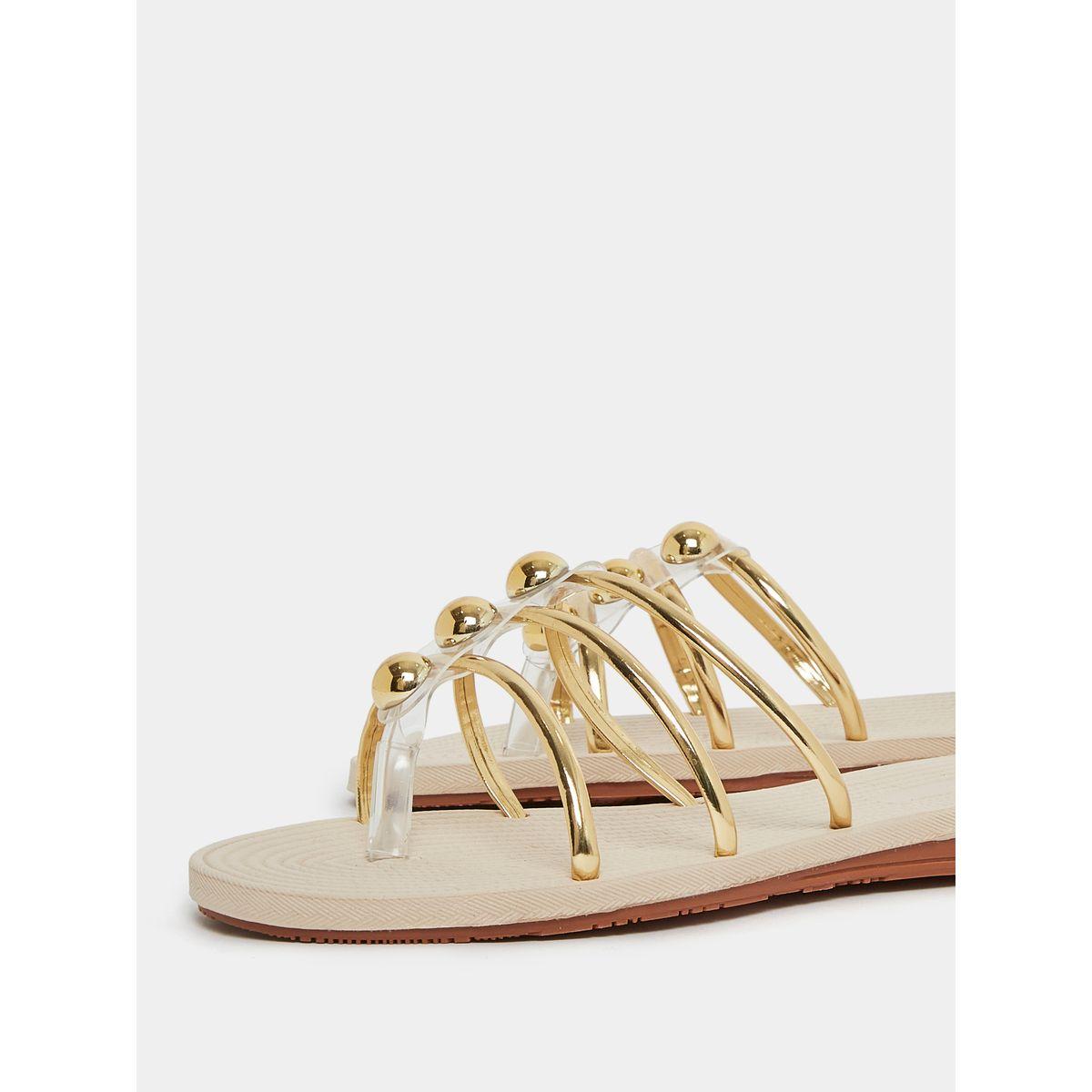 Styli Metallic Strap Slip On Flat Sandals-women-shoes-sandals-flats-image-4