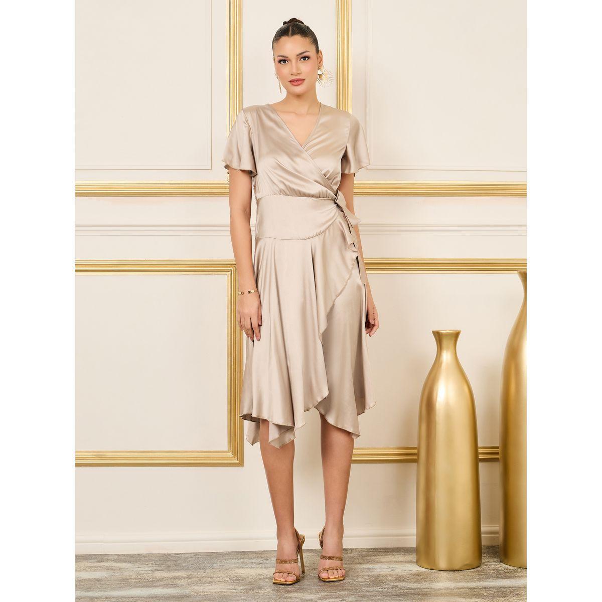 فستان ميدي ساتان بنمط لف-women-clothing-dresses-image-1