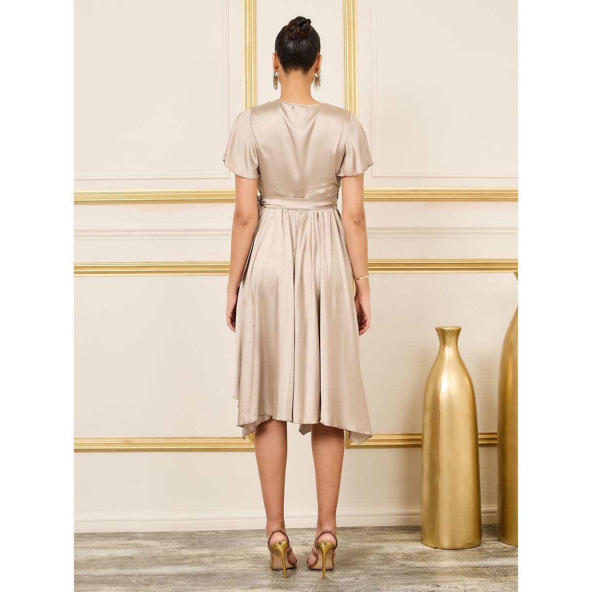 Styli Satin Frill Asymmetric Hem Wrap Midi Dress-women-clothing-dresses-image-4