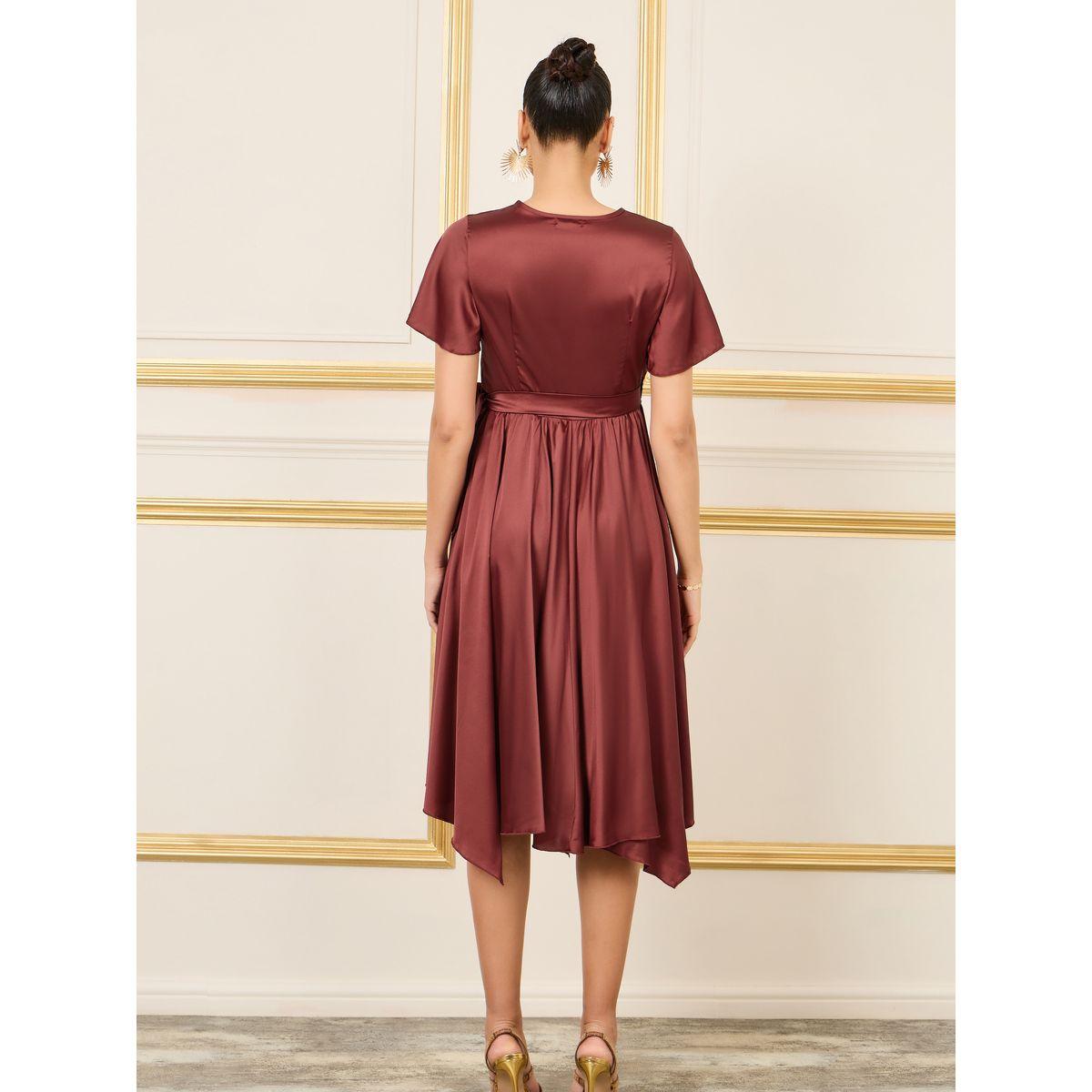 فستان ميدي ساتان بنمط لف-women-clothing-dresses-image-4