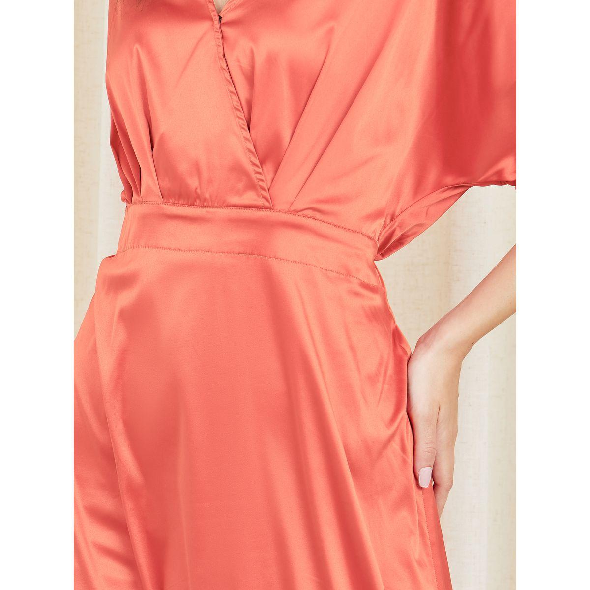 Styli Satin Roll Up Sleeves A-line Maxi Dress-women-clothing-dresses-image-3
