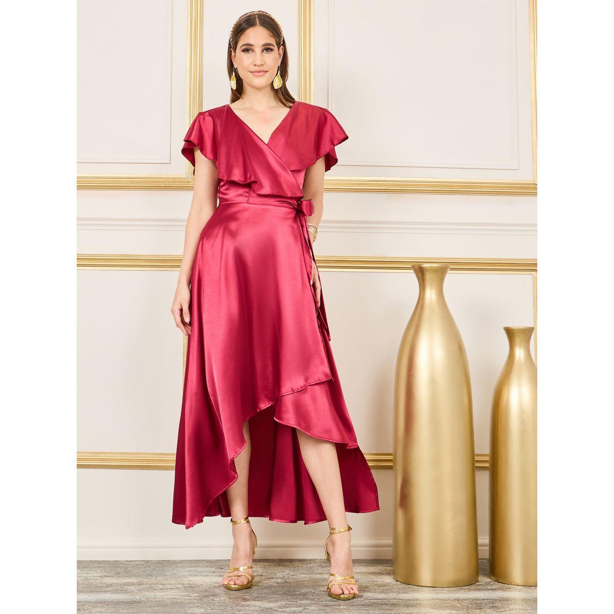 Styli Cape Sleeves Asymmetric Hem Wrap Midi Dress-women-clothing-dresses-image-1