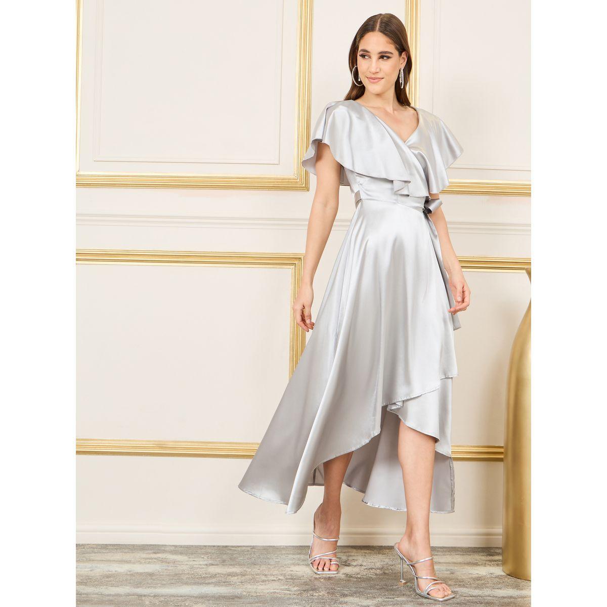 فستان ميدي بنمط لف واكمام كيب-women-clothing-dresses-image-1