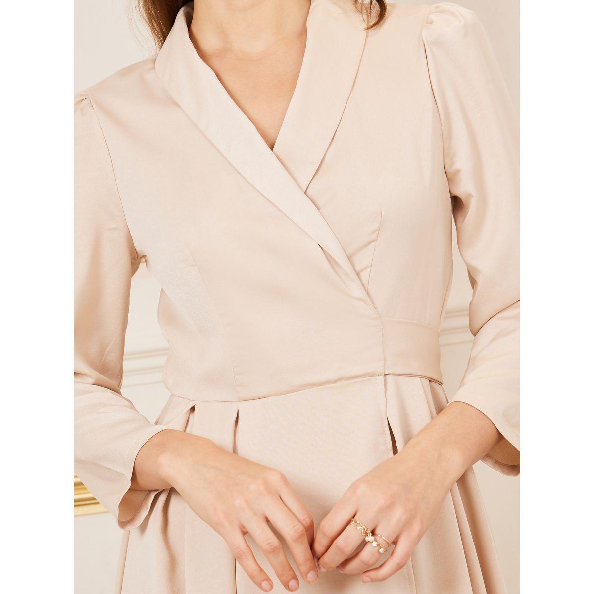فستان ساتان طويل بياقة مع كسرات-women-clothing-dresses-image-3