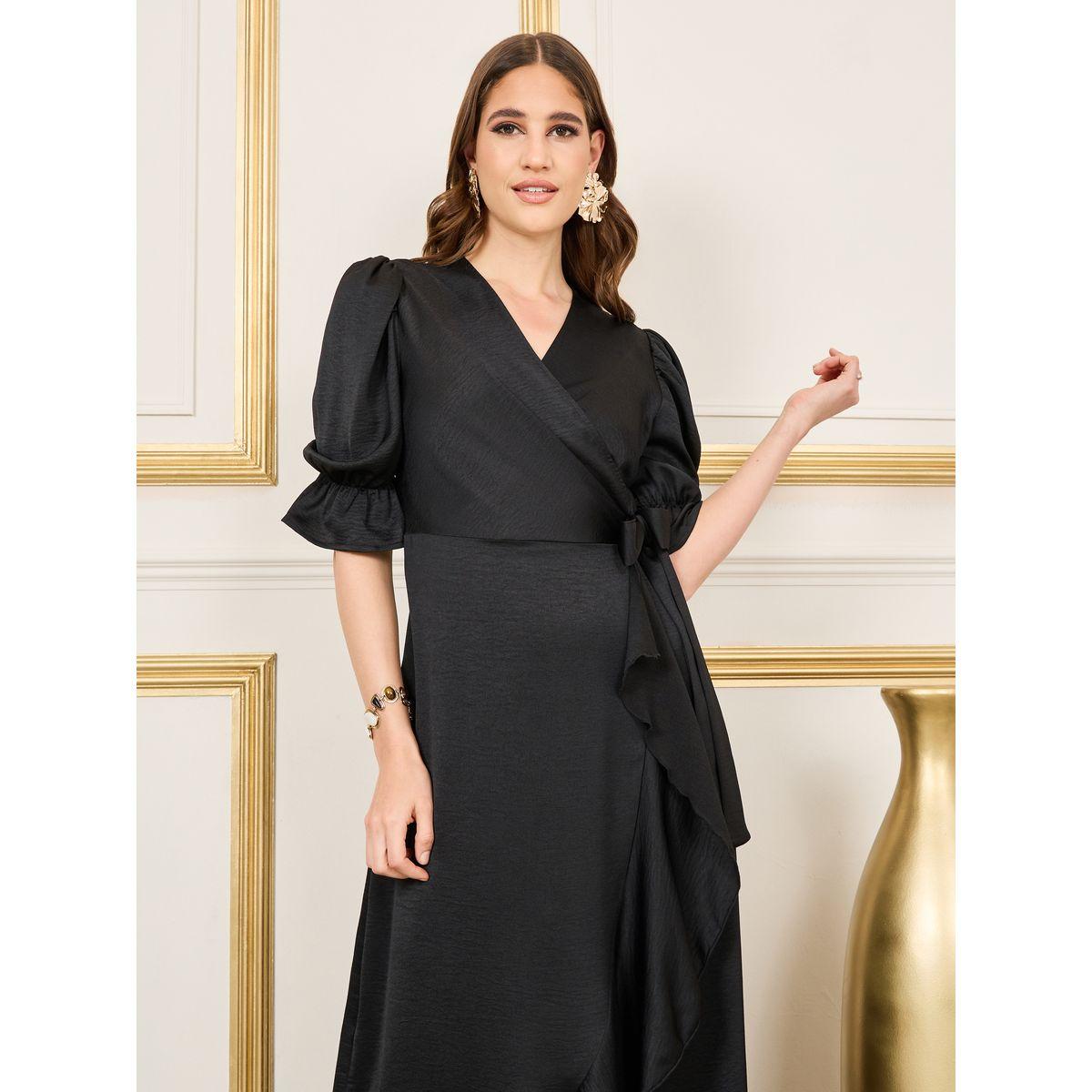 فستان طويل ساتان بنمط لف-women-clothing-dresses-image-2