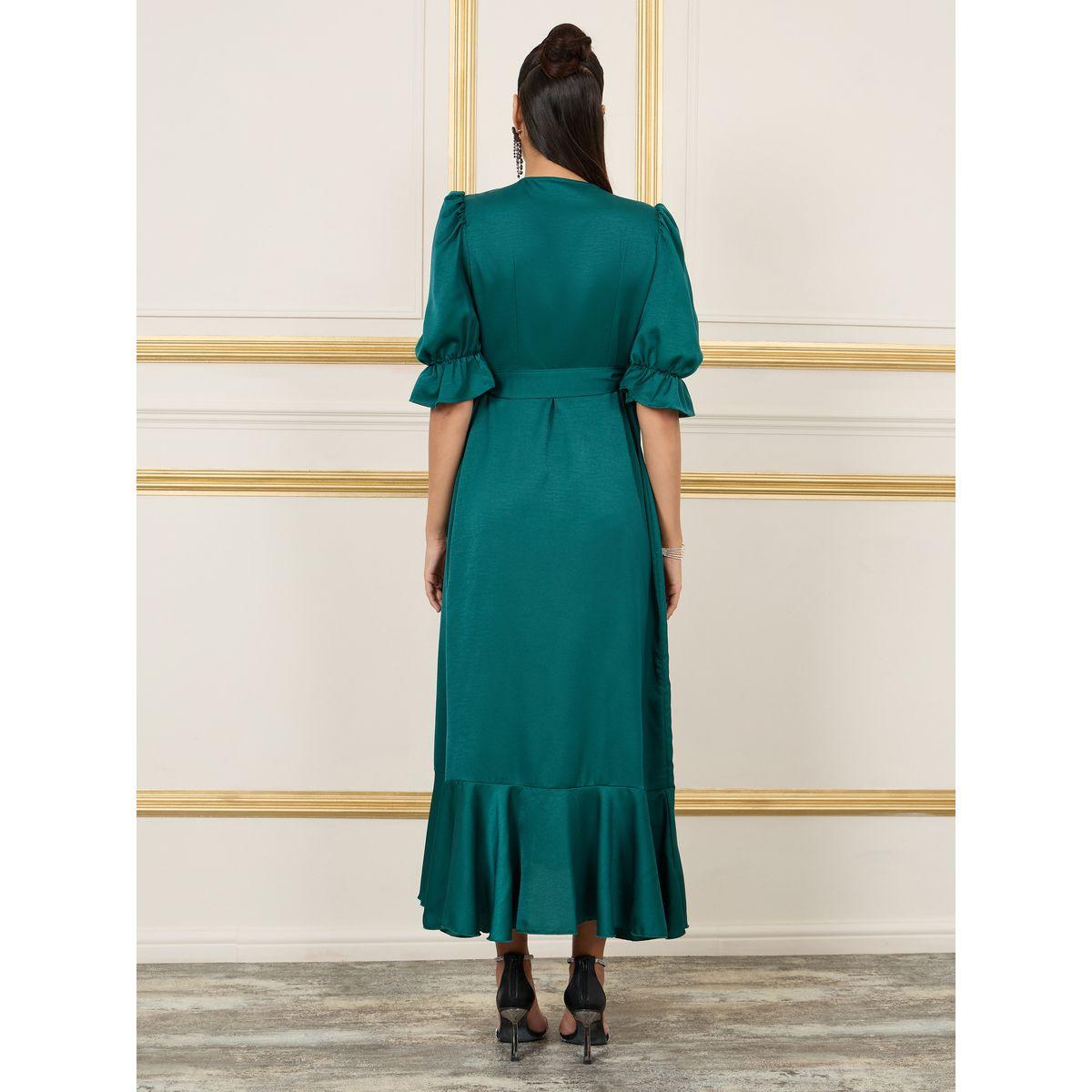 فستان طويل ساتان بنمط لف-women-clothing-dresses-image-4