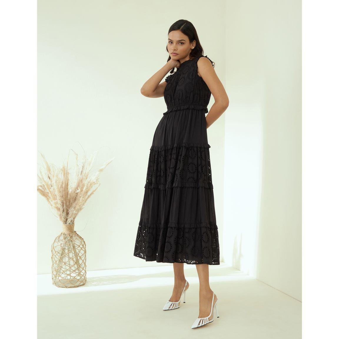 Femmella Schiffli Tiered Maxi Dress with Ruffle Detail-women-clothing-dresses-image-2