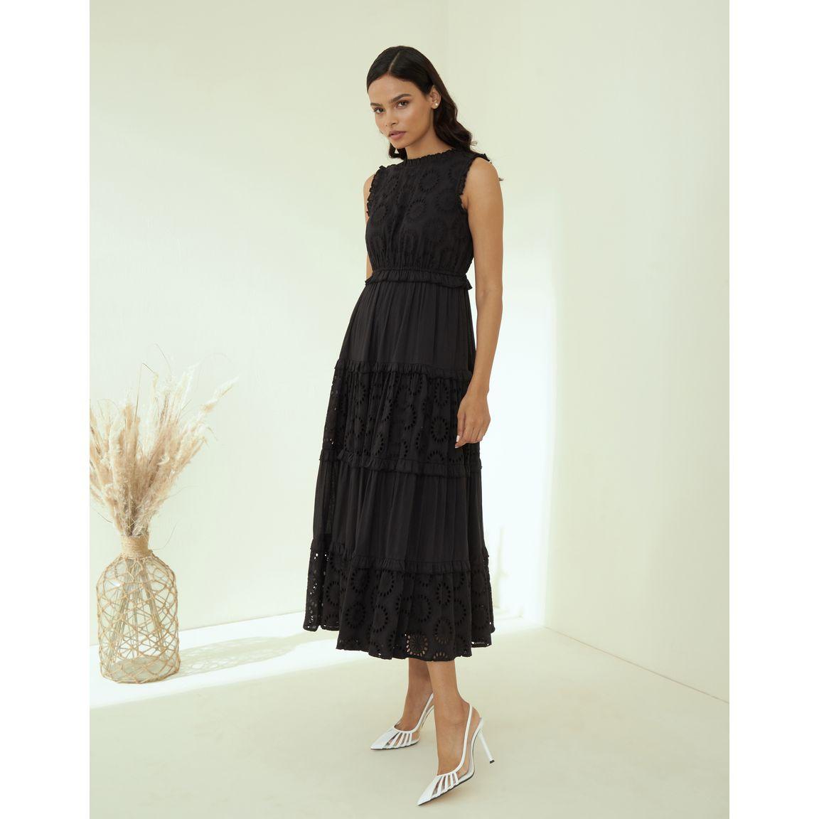 Femmella Schiffli Tiered Maxi Dress with Ruffle Detail-women-clothing-dresses-image-8