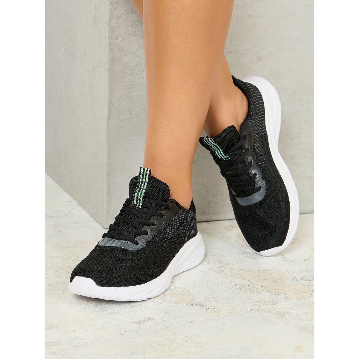 Styli Textured Lace Up Low Ankle Sneakers-women-shoes-sneakers-image-1