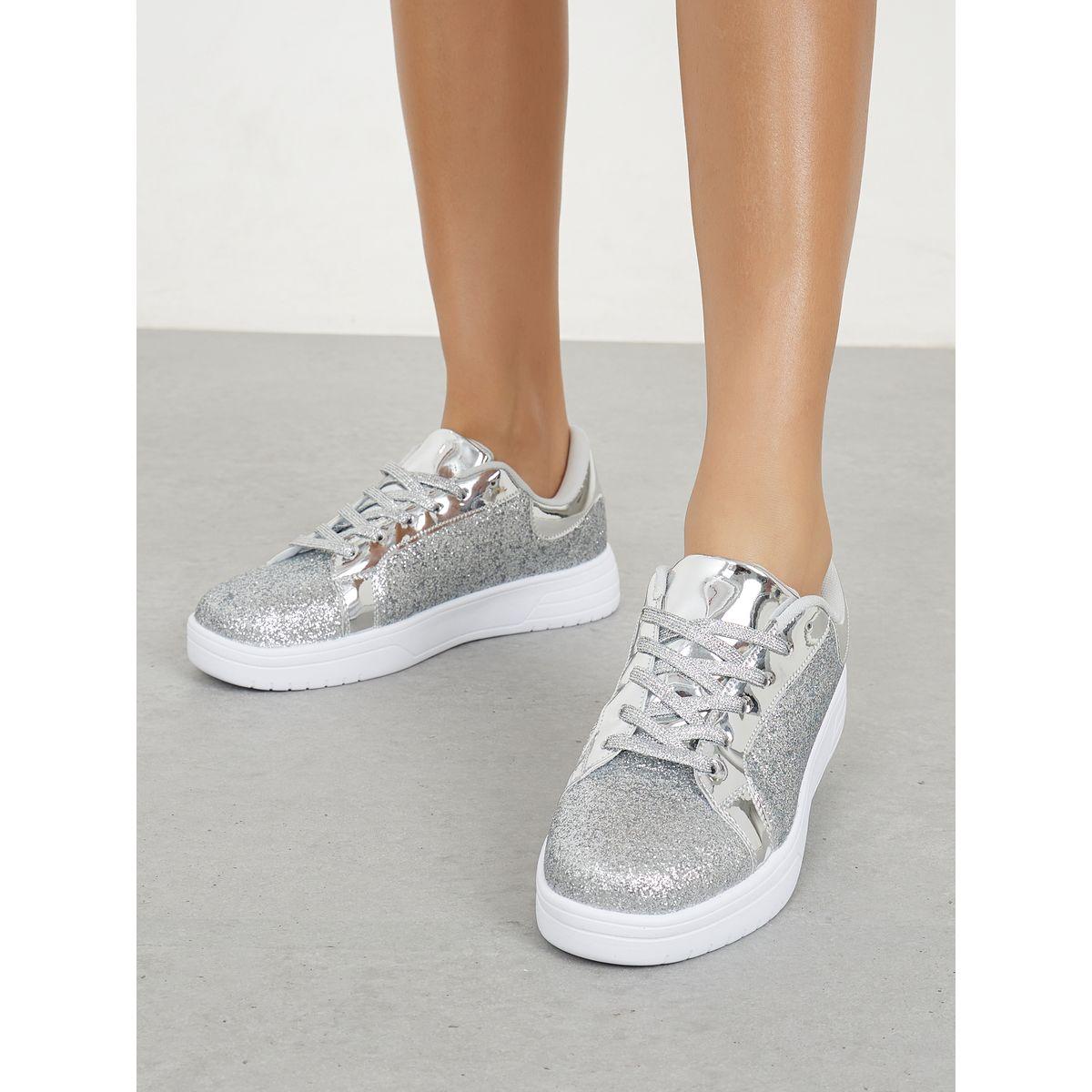 Styli Glitter Patent Detail Platform Casual Shoes-women-shoes-loafersandmoccasins-image-1