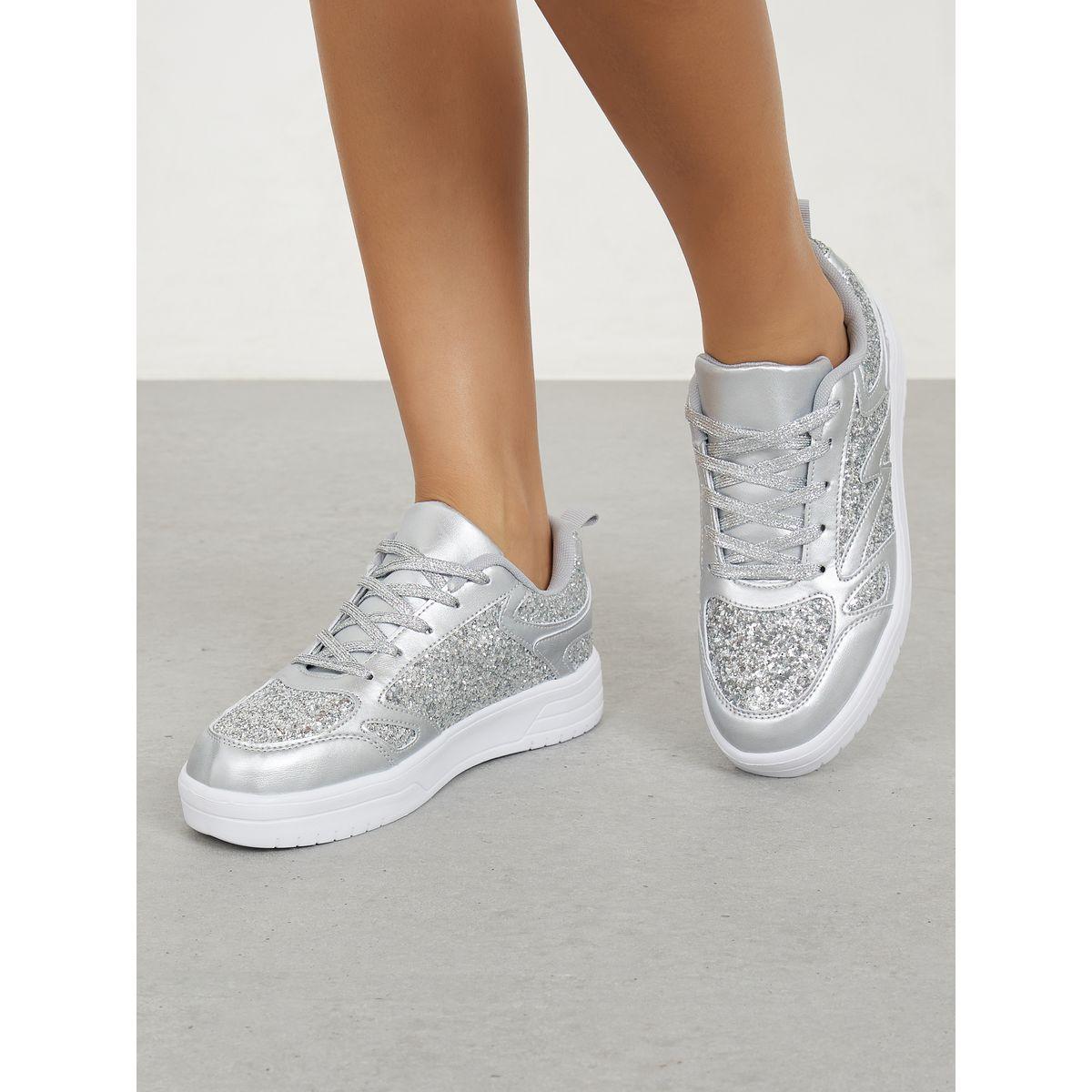 Styli Glitter Detail Lace Up Sneakers-women-shoes-sneakers-image-1
