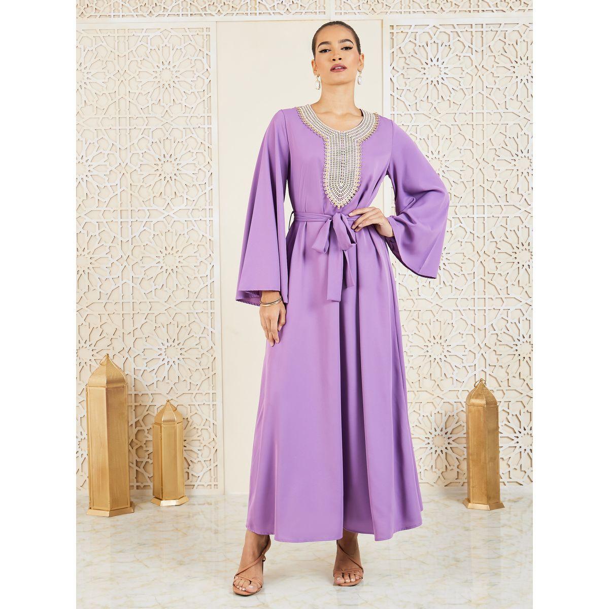 جلابية بتفاصيل دانتيل واكمام فلوت-women-arabicclothing-jalabiyas-image-1