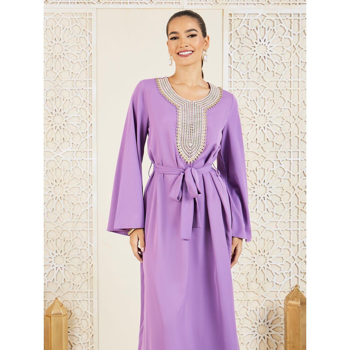 جلابية بتفاصيل دانتيل واكمام فلوت-women-arabicclothing-jalabiyas-image-2