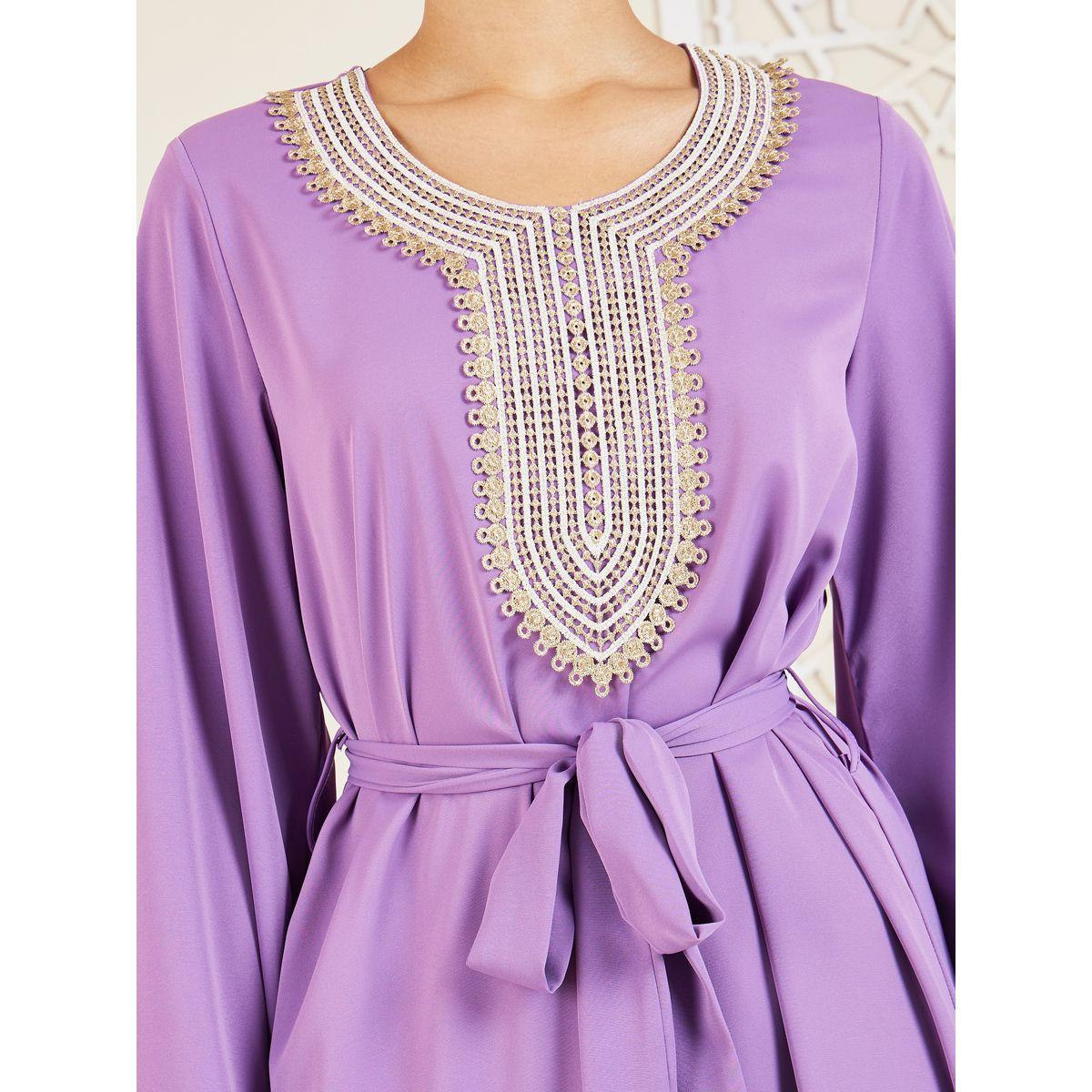 Styli Embroidered Lace Neck Flute Sleeves Jalabiya-women-arabicclothing-jalabiyas-image-3