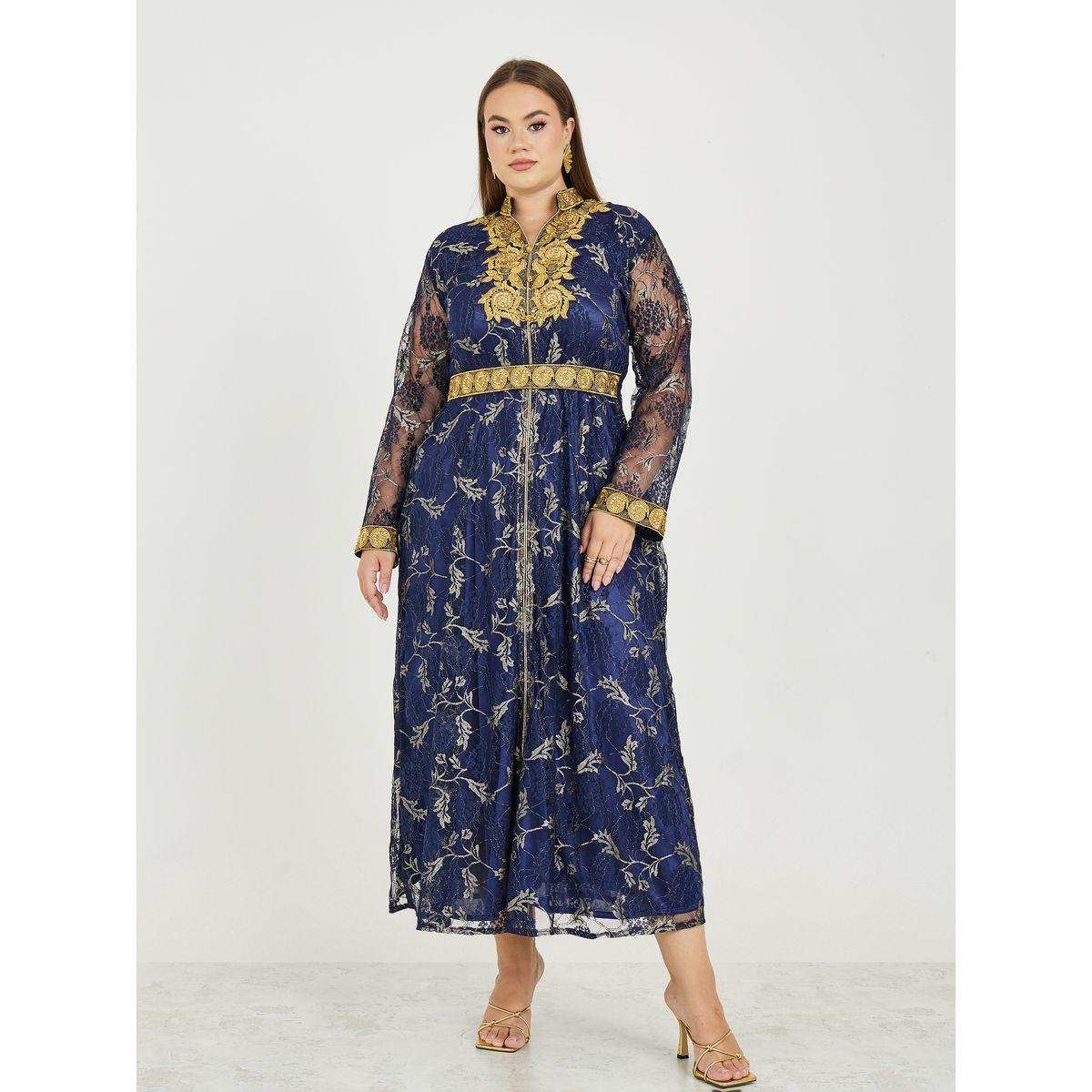Maxim Creation X Styli  Plus Lace Insert Long Sleeves Jalabiya-women-arabicclothing-jalabiyas-image-1
