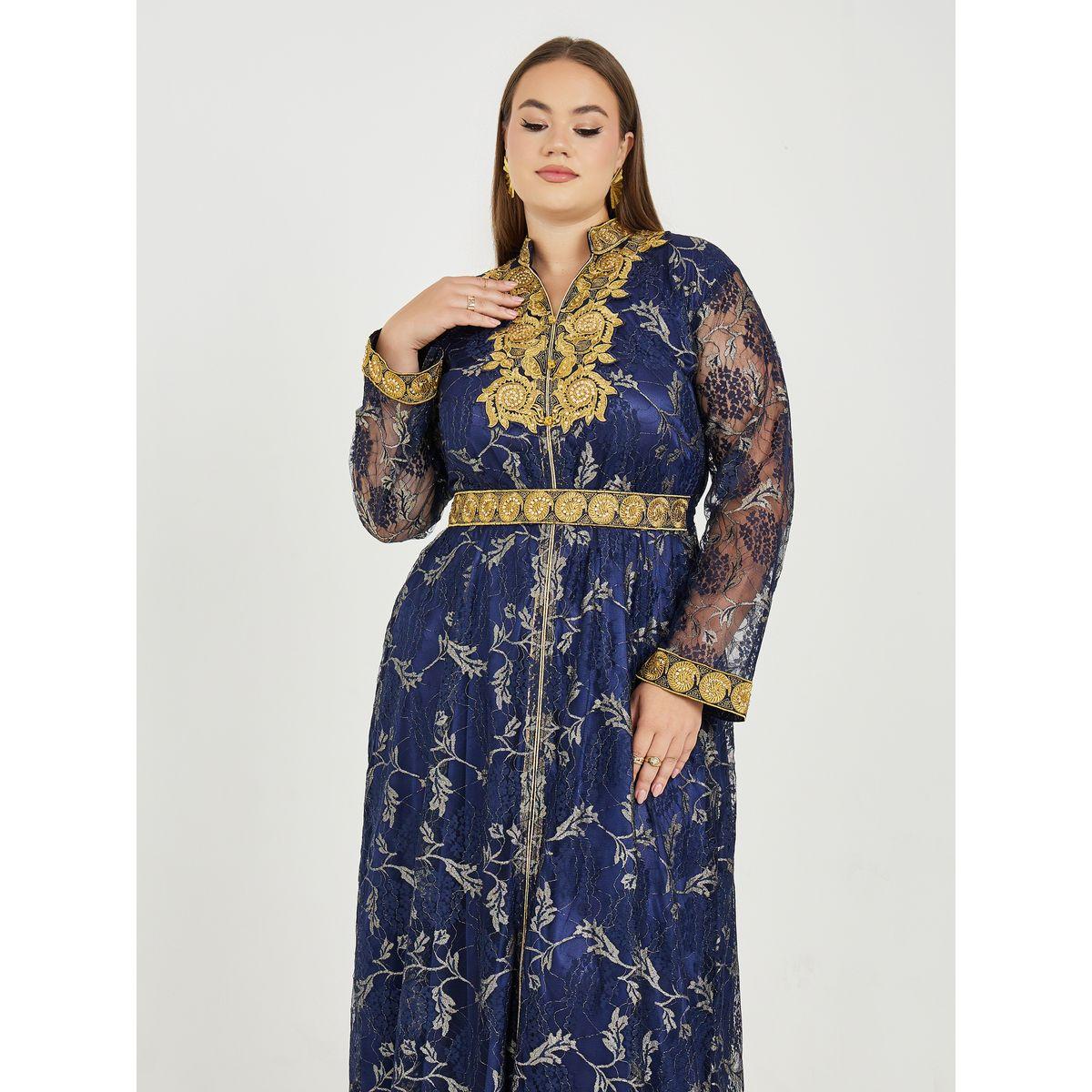 جلابية بمقاس كبير وتفاصيل دانتيل مع اكمام طويلة ماكسيم كرييشن × ستايلي-women-arabicclothing-jalabiyas-image-2