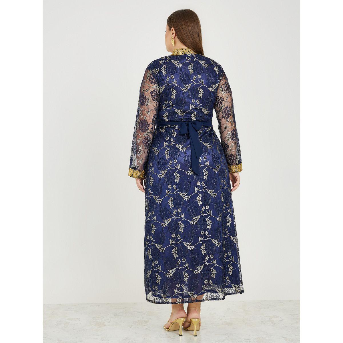 جلابية بمقاس كبير وتفاصيل دانتيل مع اكمام طويلة ماكسيم كرييشن × ستايلي-women-arabicclothing-jalabiyas-image-4