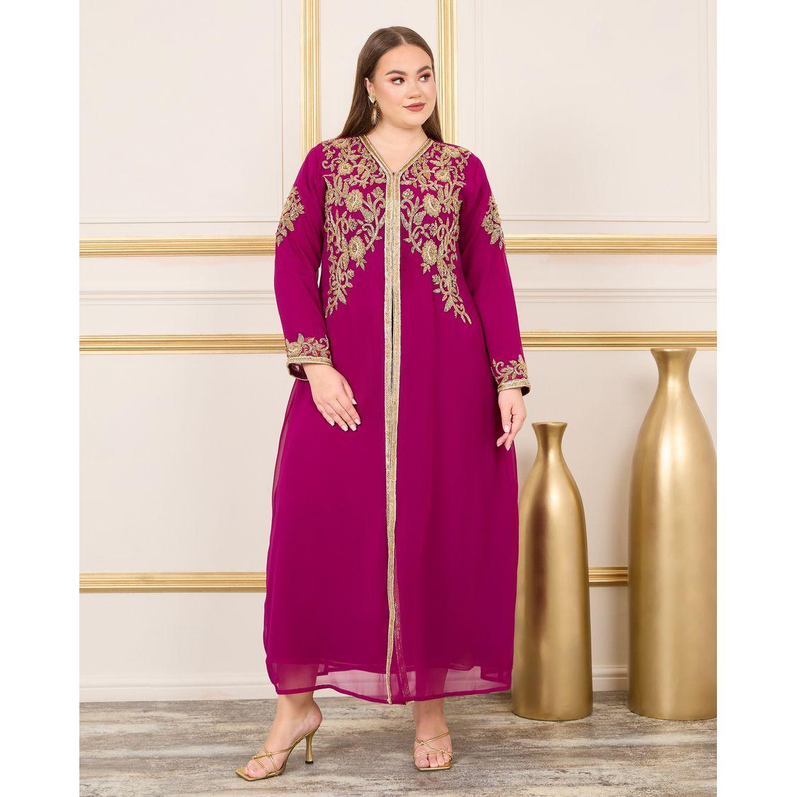Maxim Creation X Styli  Plus Handwork Crystal Beaded Detail Belted Kaftan-women-arabicclothing-kaftan-image-2