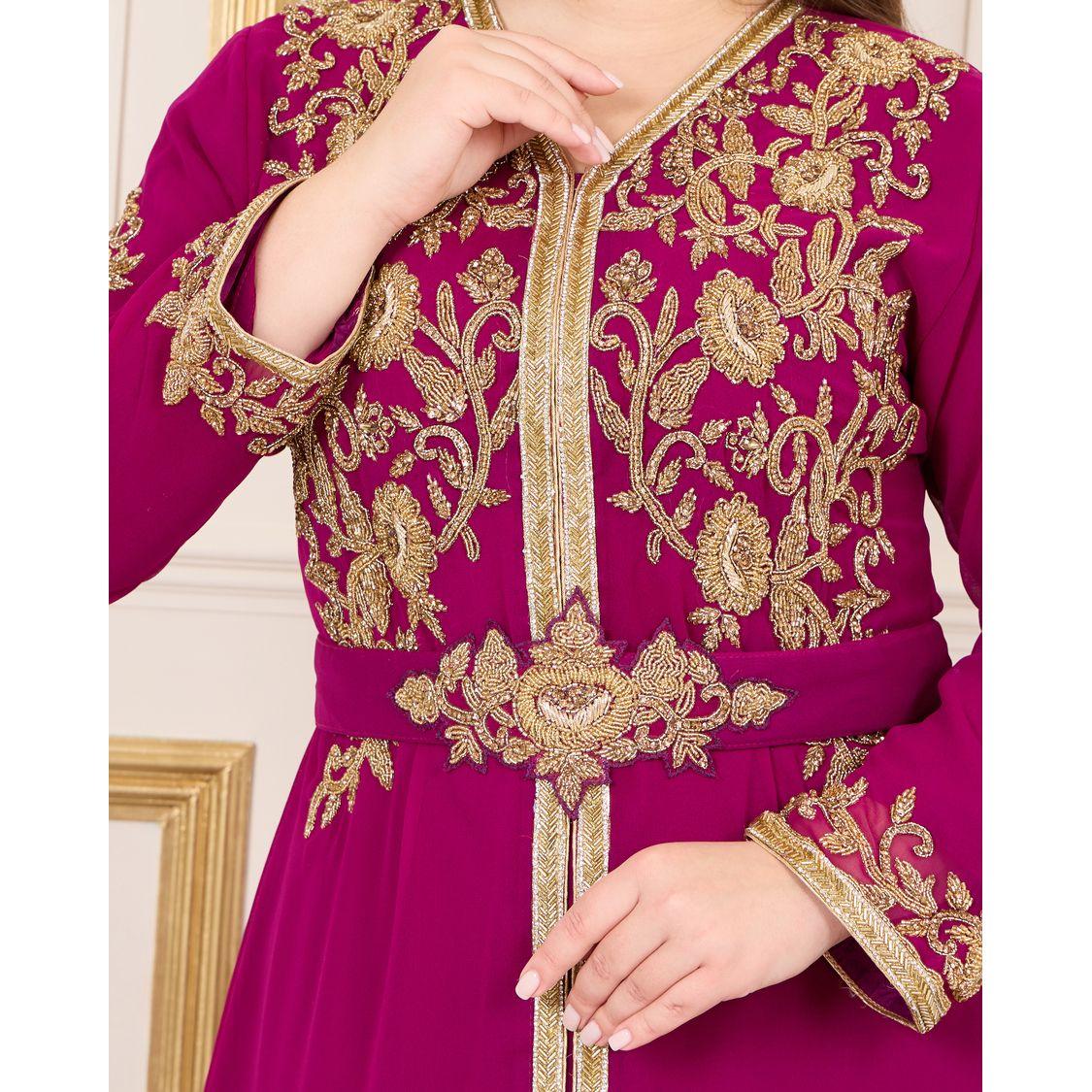 Maxim Creation X Styli  Plus Handwork Crystal Beaded Detail Belted Kaftan-women-arabicclothing-kaftan-image-5