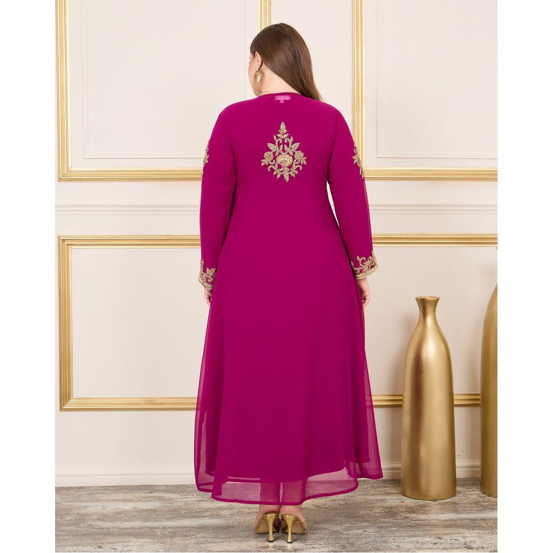 Maxim Creation X Styli  Plus Handwork Crystal Beaded Detail Belted Kaftan-women-arabicclothing-kaftan-image-6