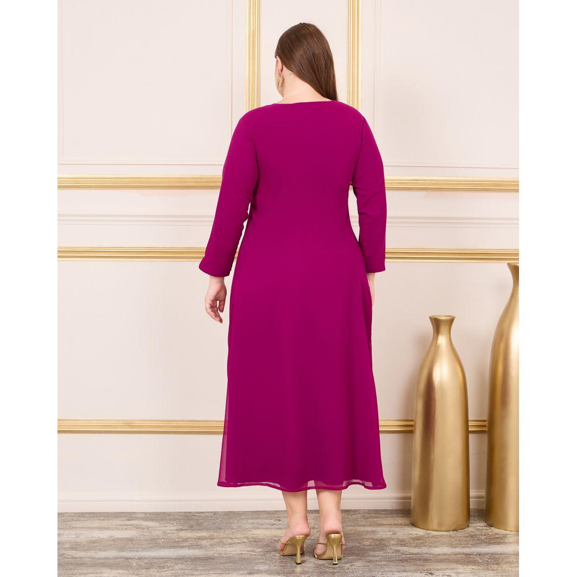 قفطان بمقاس كبير وحزام خصر ماكسيم كرييشن × ستايلي-women-arabicclothing-kaftan-image-7