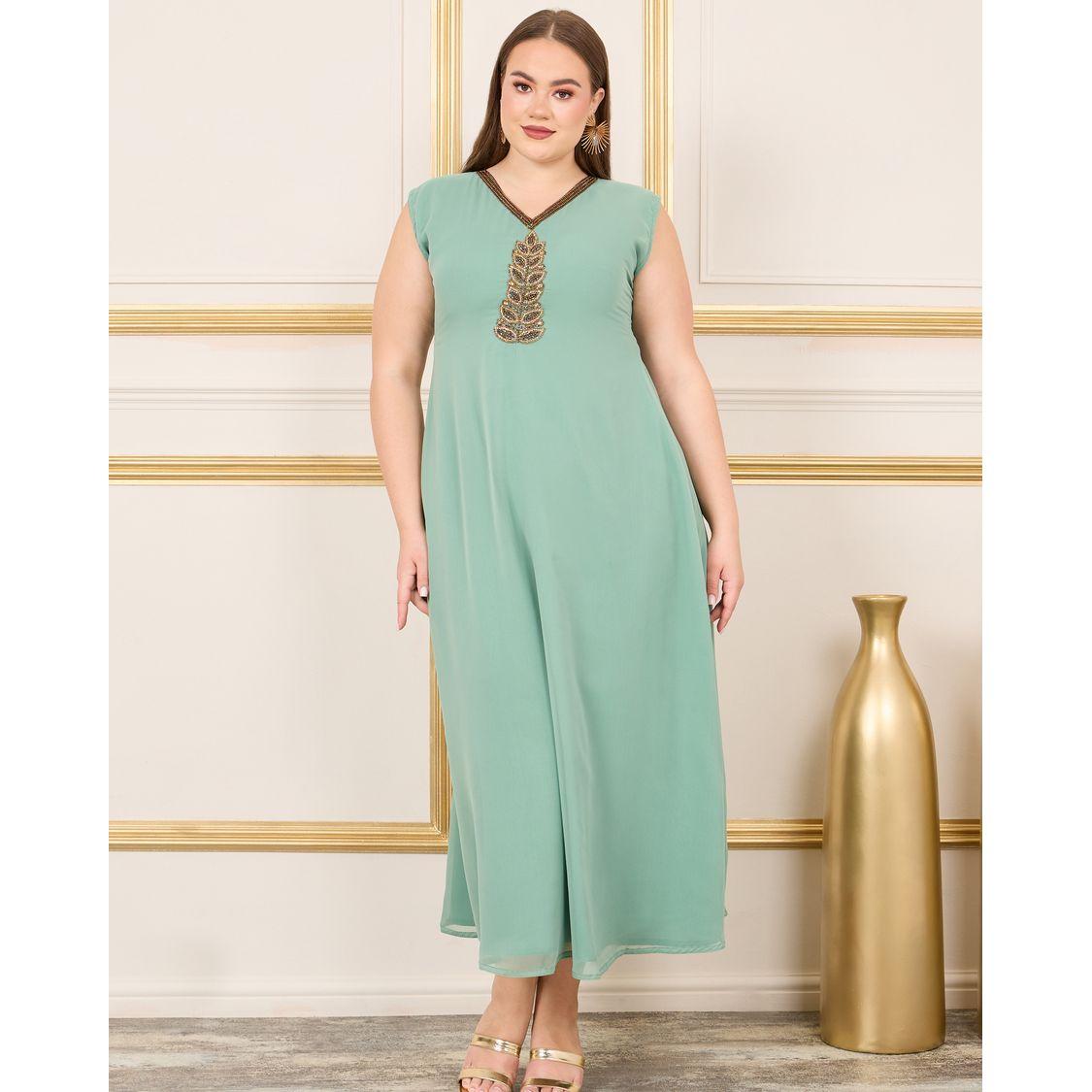Maxim Creation X Styli  Plus Handwork Embellished Belted Kaftan-women-arabicclothing-kaftan-image-3