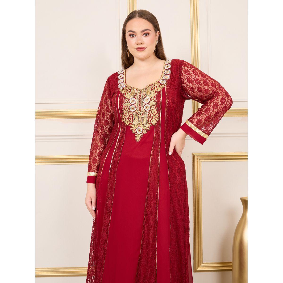 جلابية بتفاصيل مُطرّزة بخيوط ودانتيل ماكسيم كرييشن × ستايلي-women-arabicclothing-jalabiyas-image-2