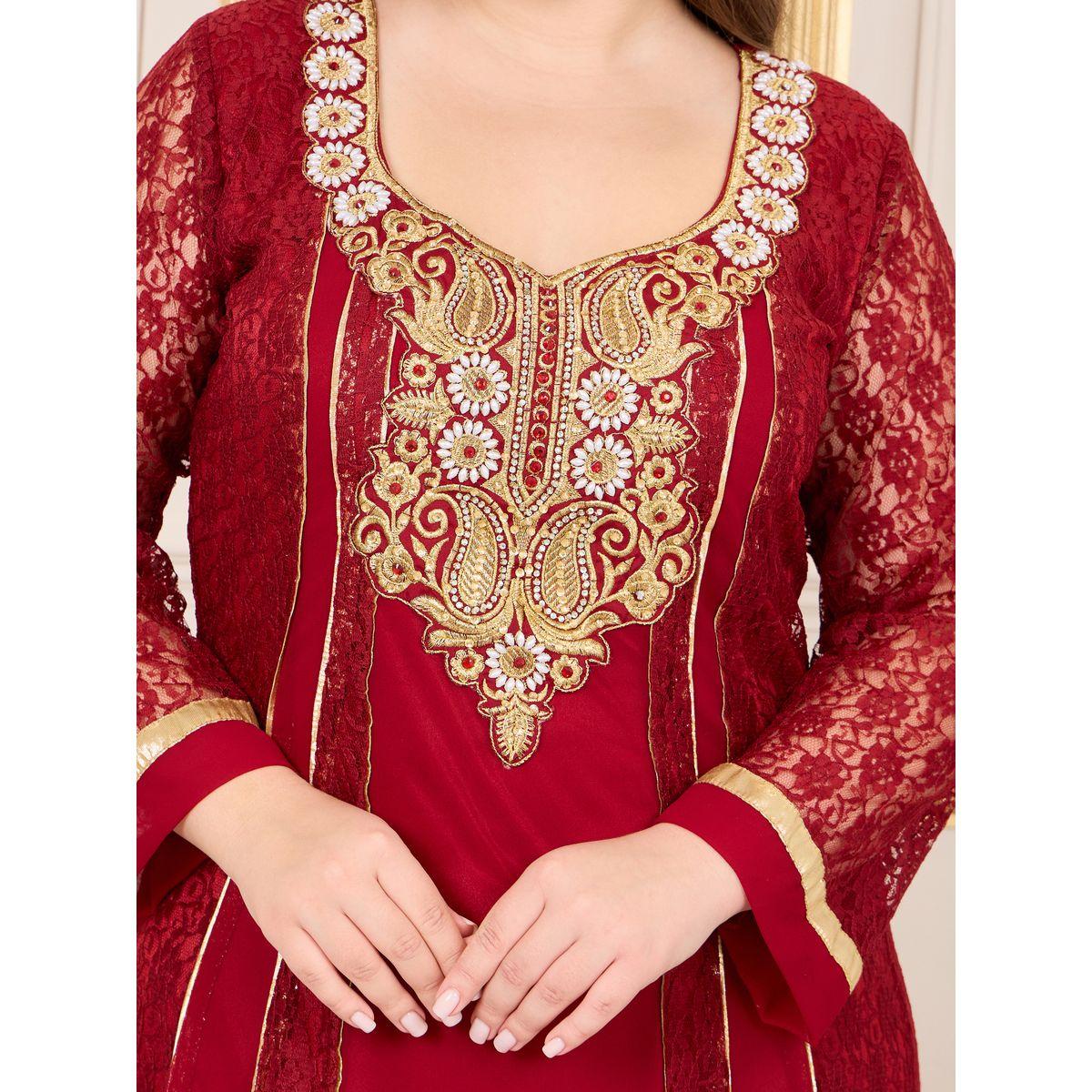 جلابية بتفاصيل مُطرّزة بخيوط ودانتيل ماكسيم كرييشن × ستايلي-women-arabicclothing-jalabiyas-image-3