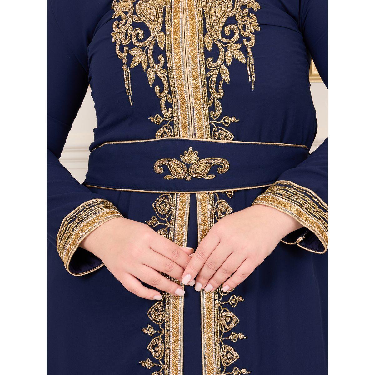 Maxim Creation X Styli  Plus Crystal Beaded Detail Front Cut Jalabiya-women-arabicclothing-kaftan-image-4