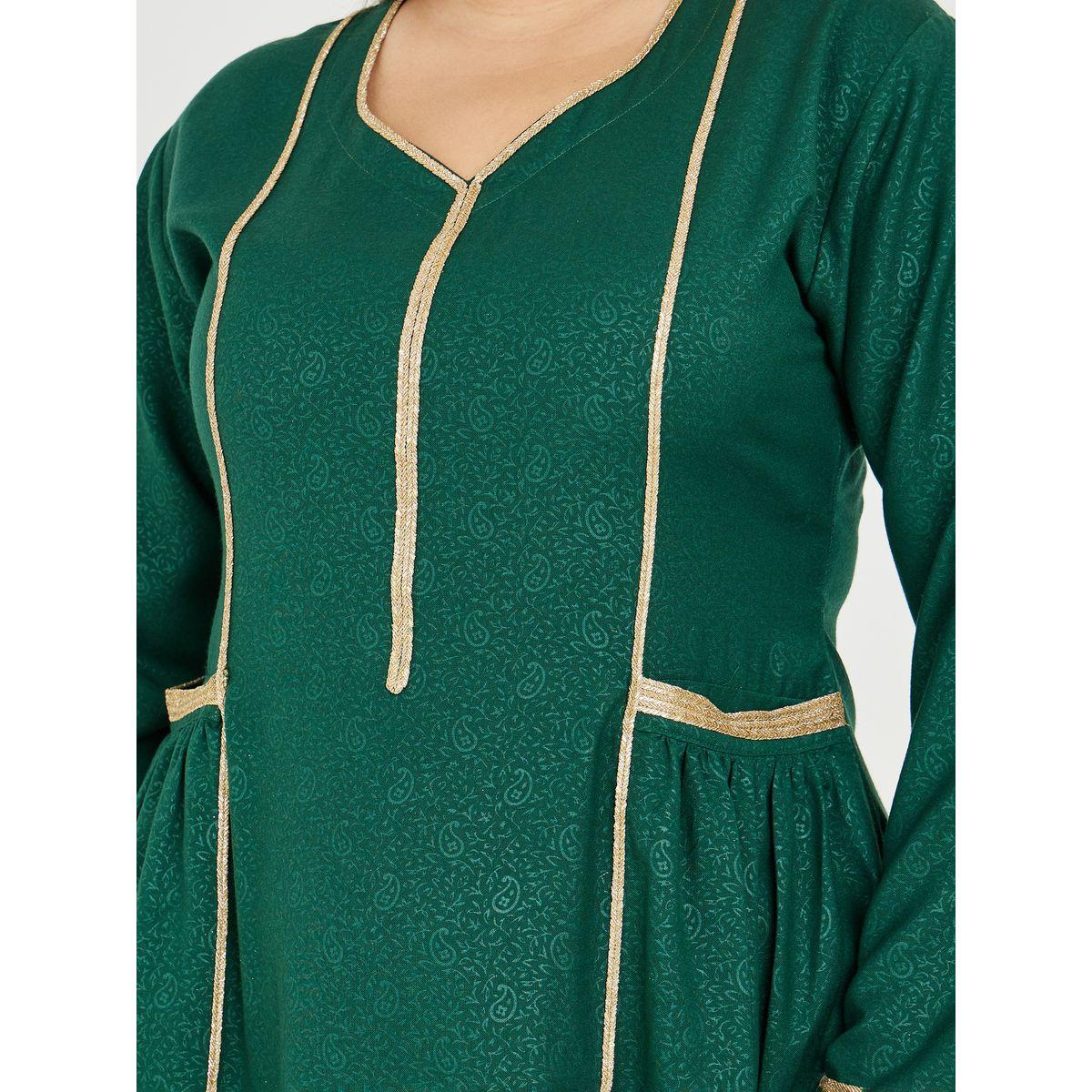 Maxim Creation X Styli  Plus Paisley Jacquard Jalabiya with Gold Trim Detail-women-arabicclothing-jalabiyas-image-3
