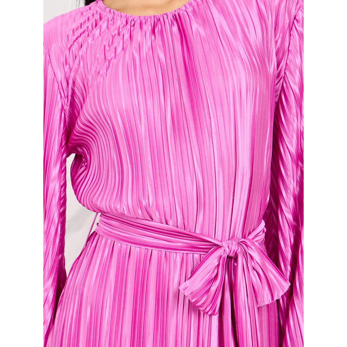 فستان طويل ساتان بكسرات مع اربطة-women-clothing-dresses-image-3