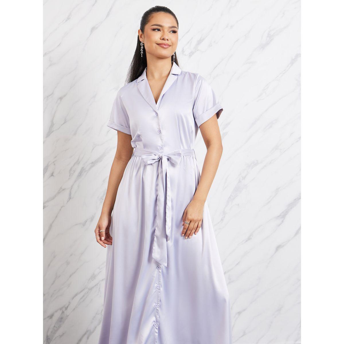 فستان ميدي ساتان مع رباط خصر-women-clothing-dresses-image-2